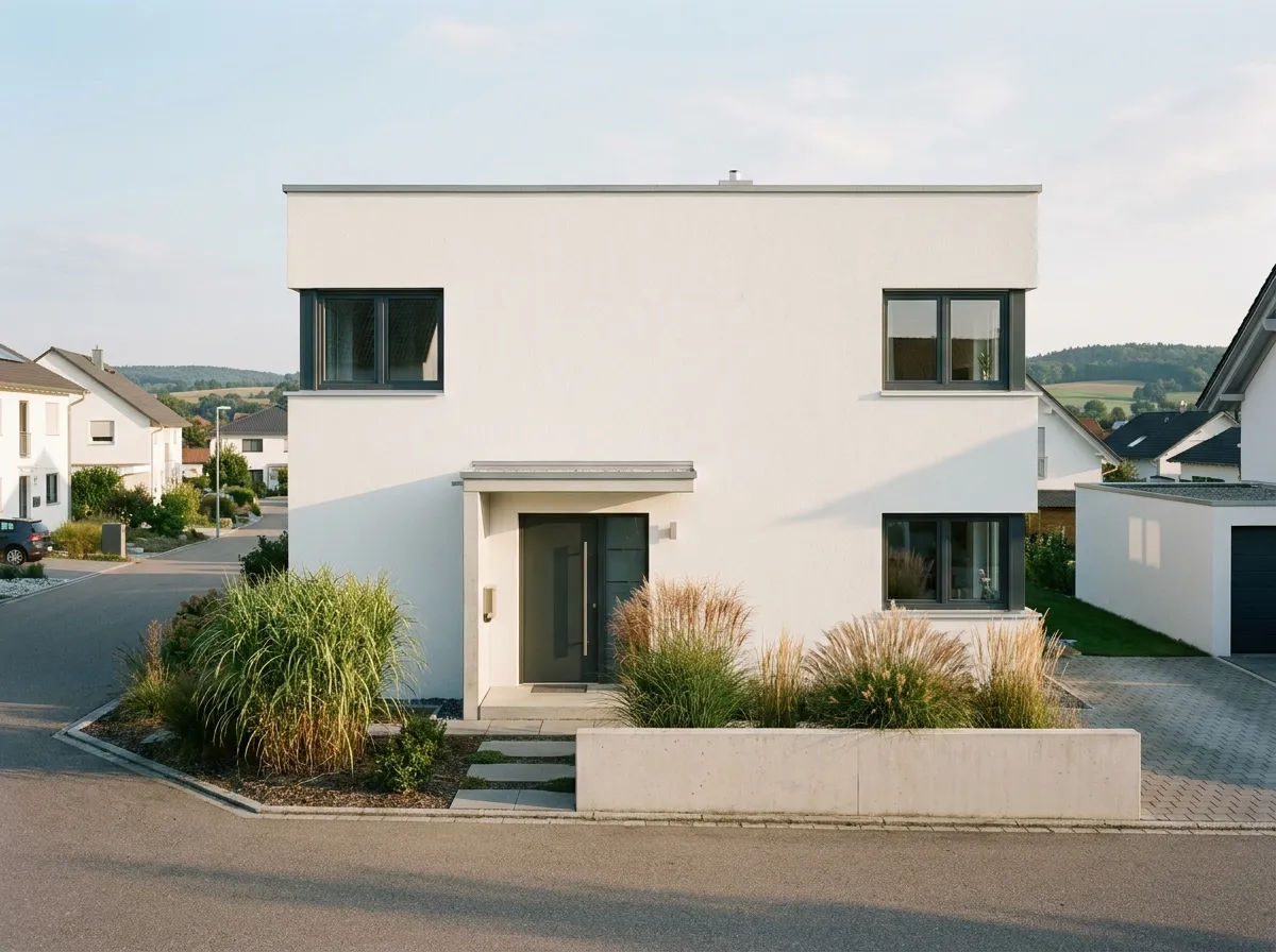 Kompaktes modernes Haus mit Flachdach